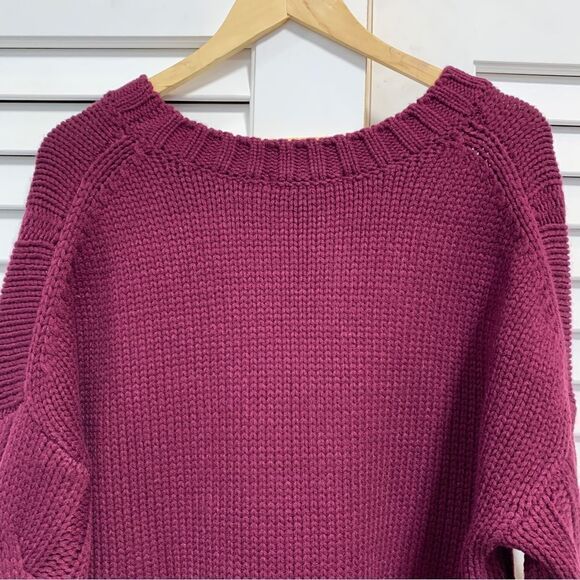 CYRUS Knits NEW Heavy Oversized Deep Maroon Cableknit Sweater Womens Sz XL - Picture 7 of 9